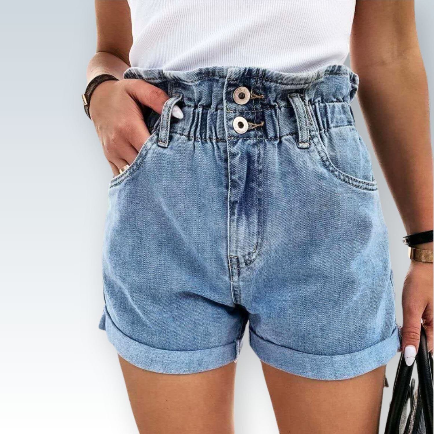 Easygoing Elastic-Waist Jean Shorts | Relaxed Fit Denim Shorts