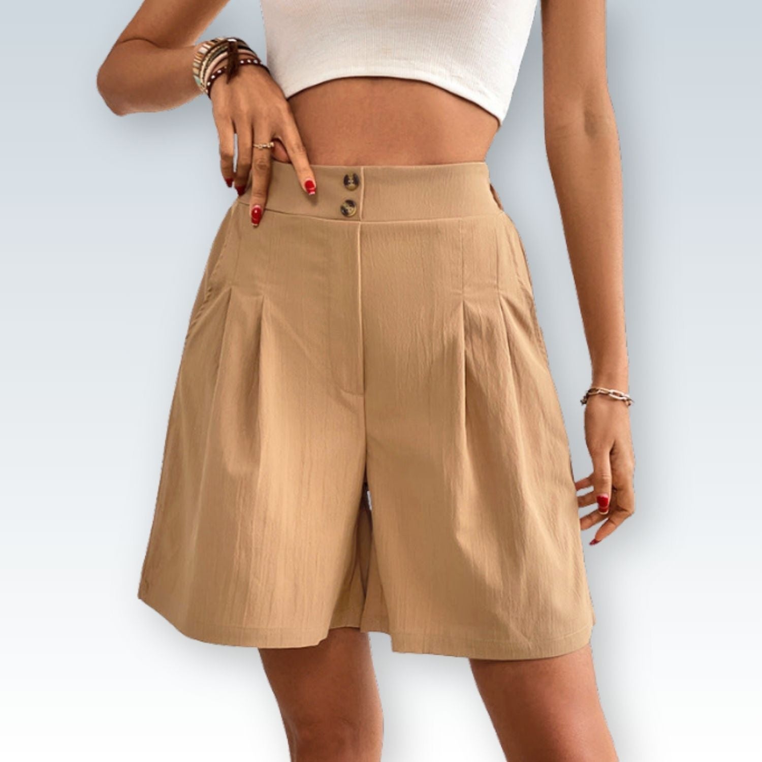 Relaxed Fit High Waisted Bermuda Shorts | Comfortable Wide Leg Shorts for Women