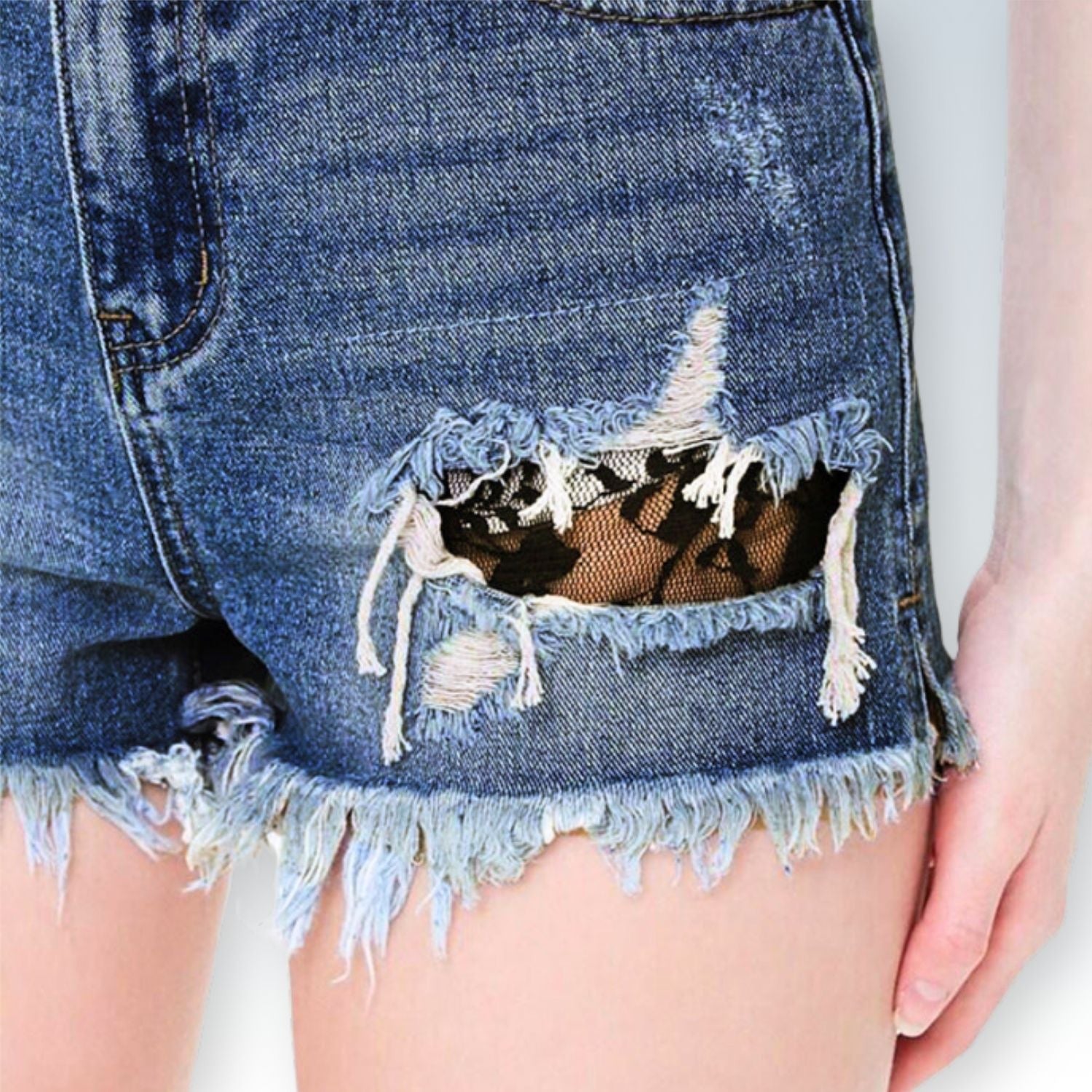 Sassy Lace Shorts for Women⎥High Waisted Stretch Jean Shorts