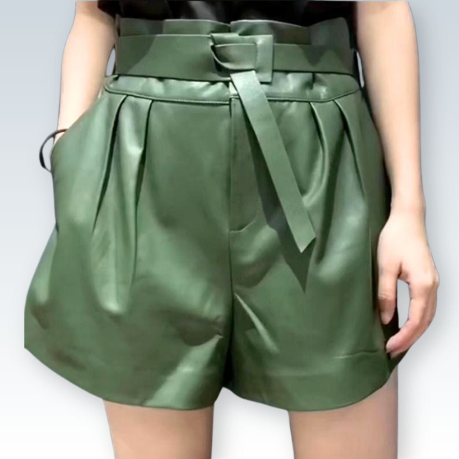 Women's Genuine Leather Shorts ⎥ Luxurious Elegance with Tie-Waist Detail