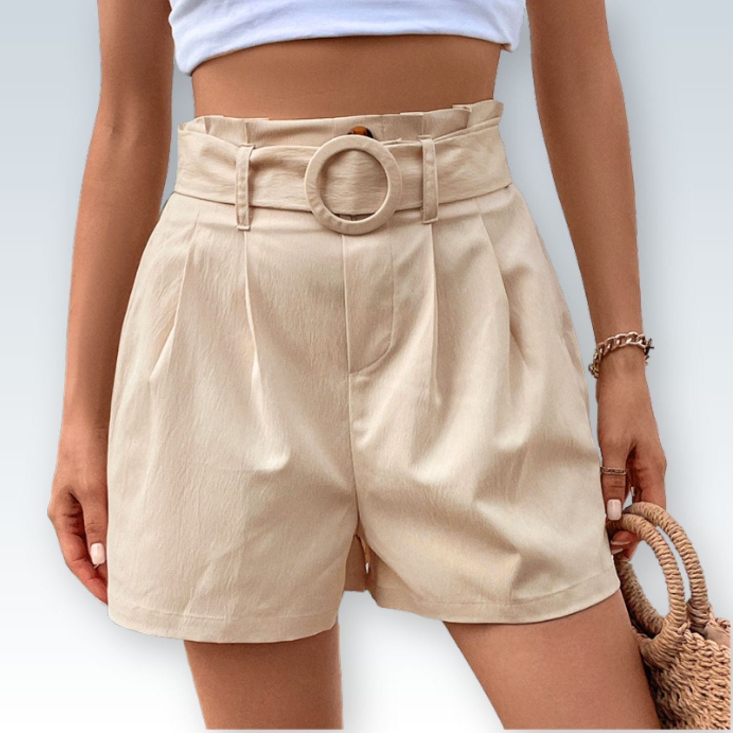 Women's Elegant Belted Shorts | Summer Casual Wear with Pockets