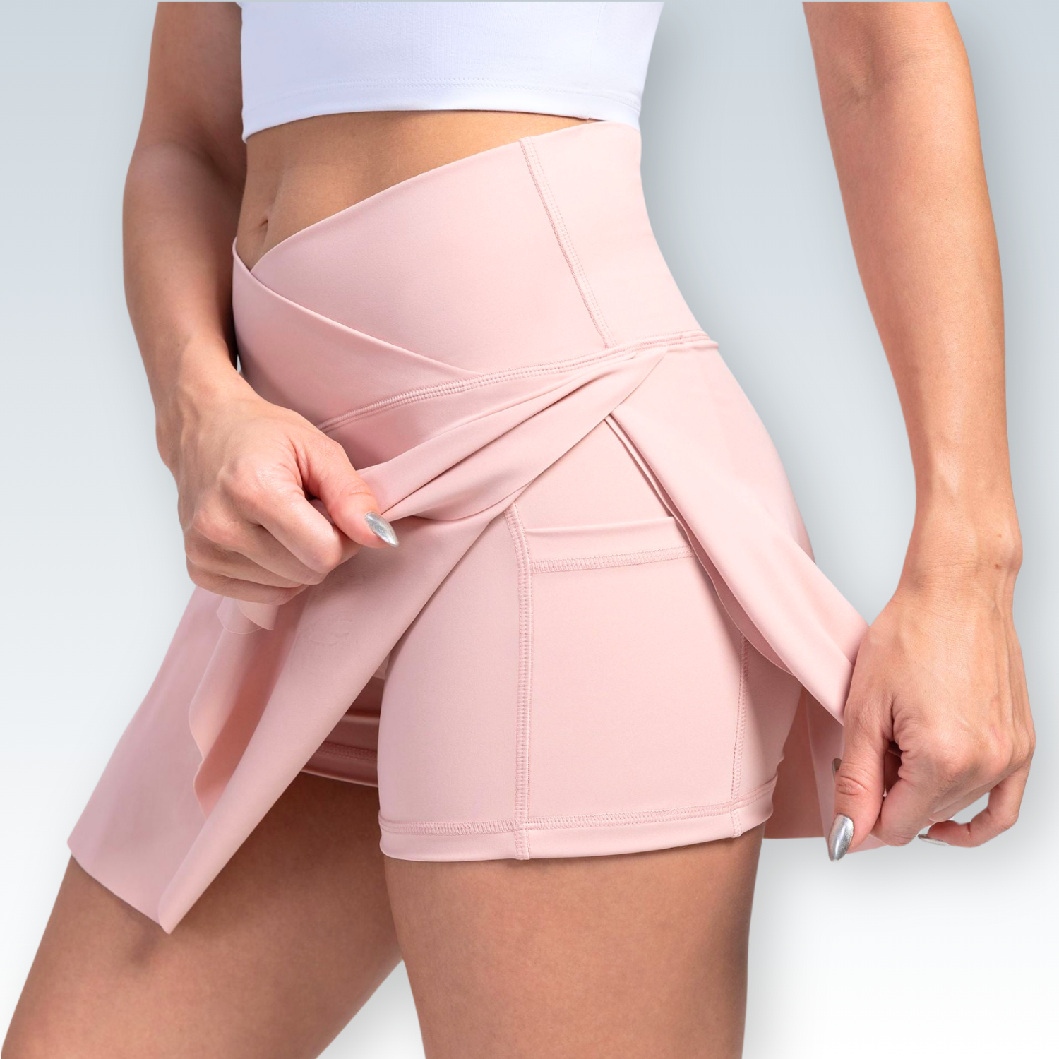 Athletic Wrap-Style Skort | Yoga Shorts with Skirt Overlay