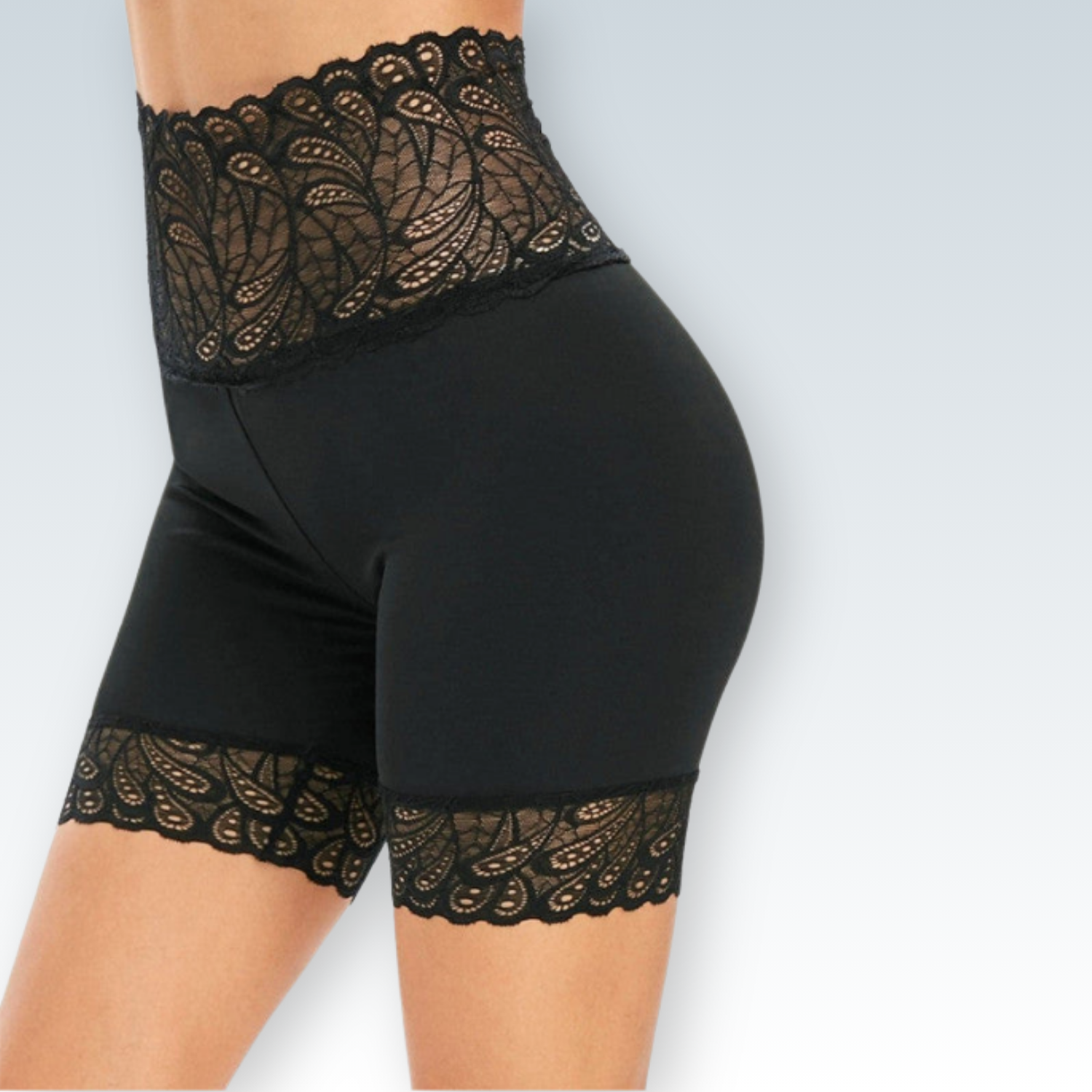 Elegant Lace-Trimmed Shorts | Breathable High-Waist Biker Shorts