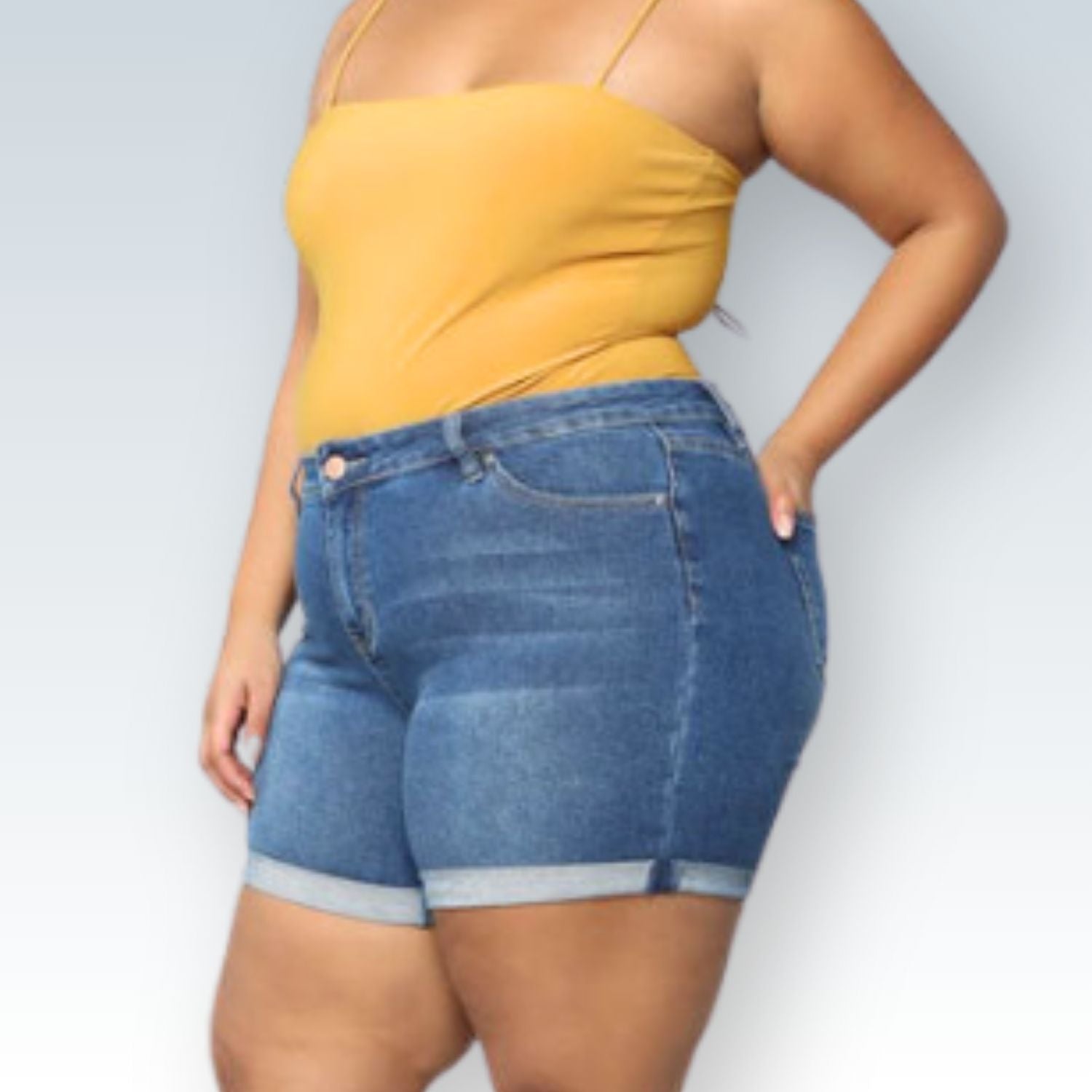 Plus Size Stretch Shorts | Curve Accentuating Jean Shorts for Confident Summer Days