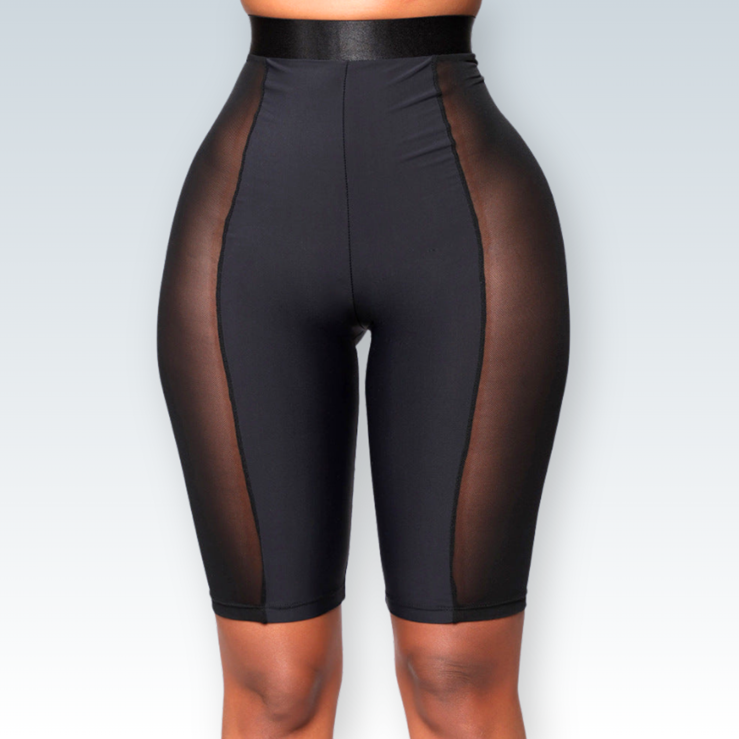 Mesh Panel Biker Shorts | Slim-Fit Stretch Cropped Athletic Wear