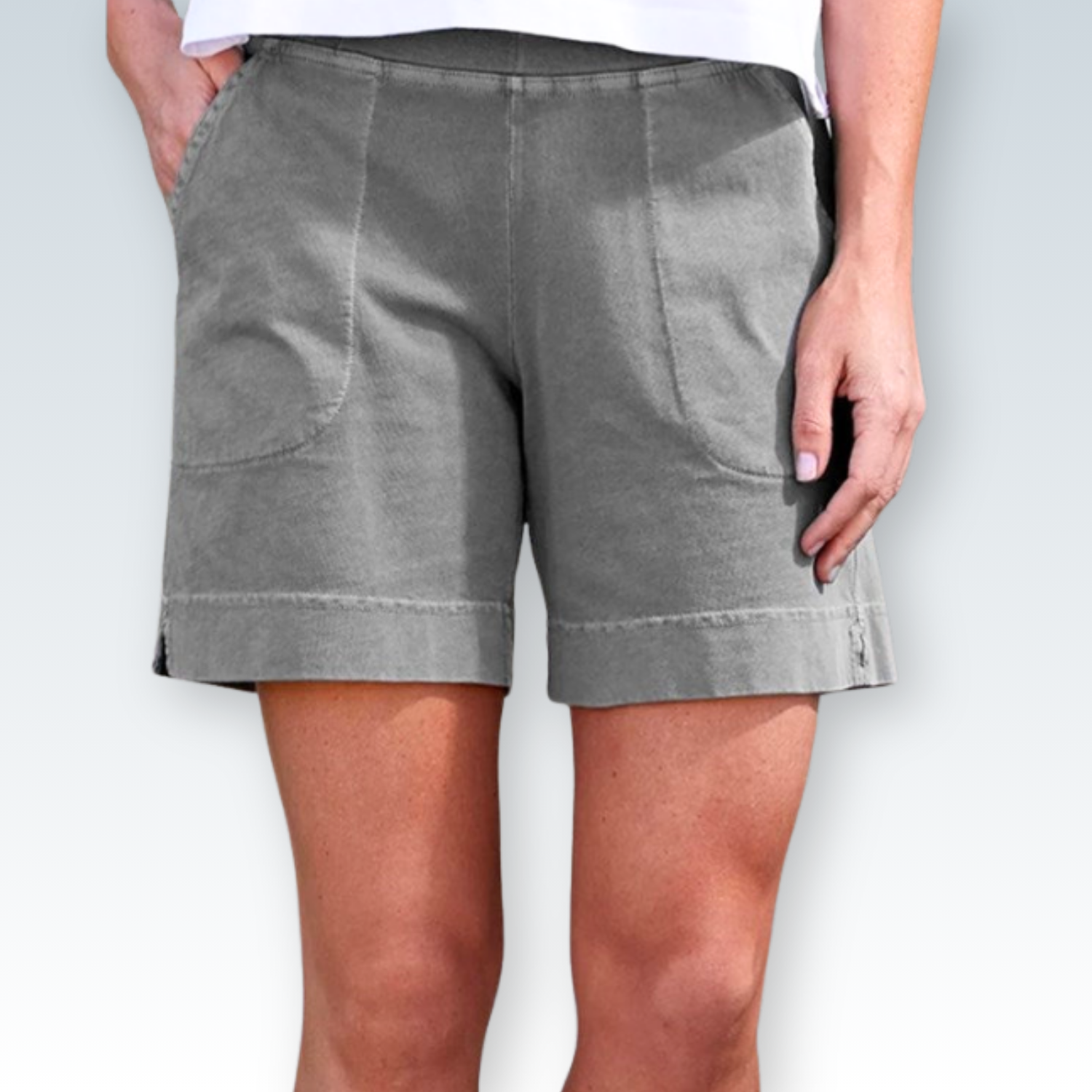 Pure Color Cotton-Linen Shorts  | Women's Casual Shorts for Everyday Wear