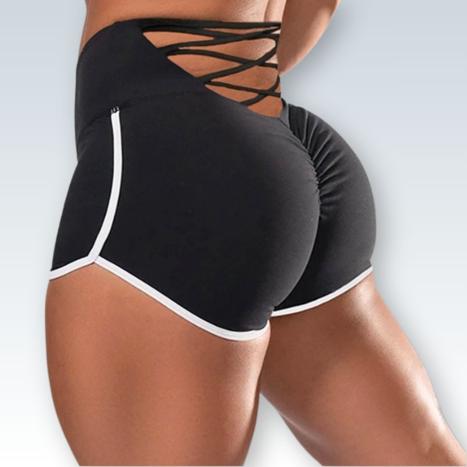 Strappy Back Highlight Fitness Shorts⎥High-Waist Yoga Wear for Women