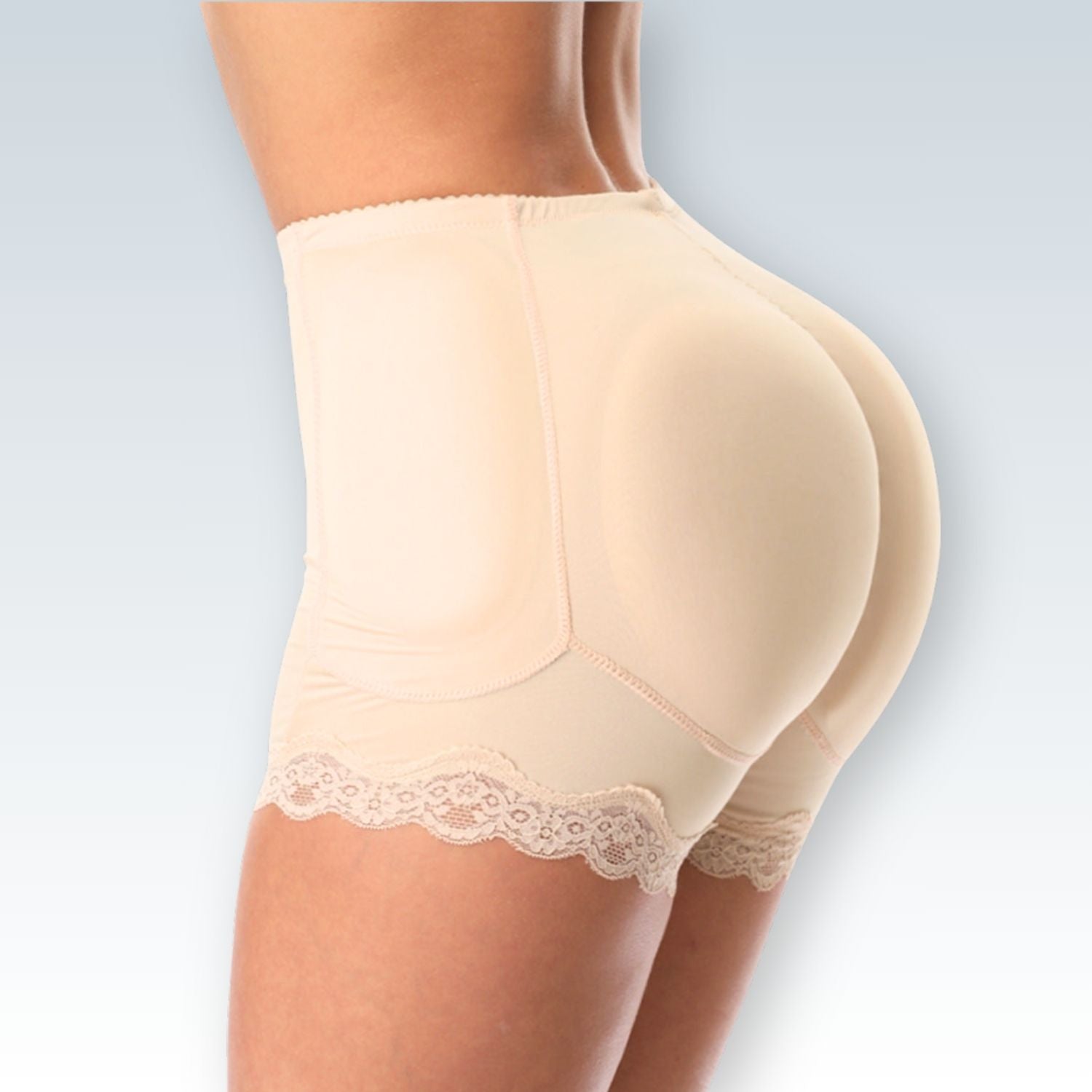 Lace-Trimmed Enhancing Body Shaper Shorts | Sculpting Padded Undergarment for a Seamless Look