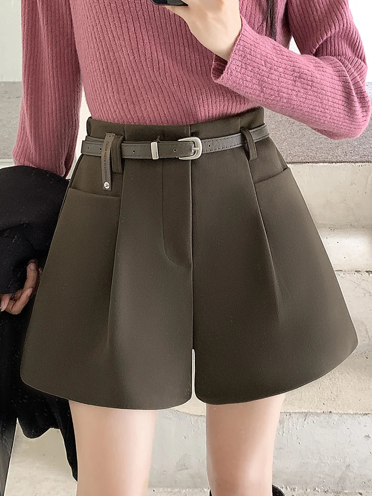 Belted A-Line Dress Shorts⎥ Elegant Wide-Leg Tailored Fit