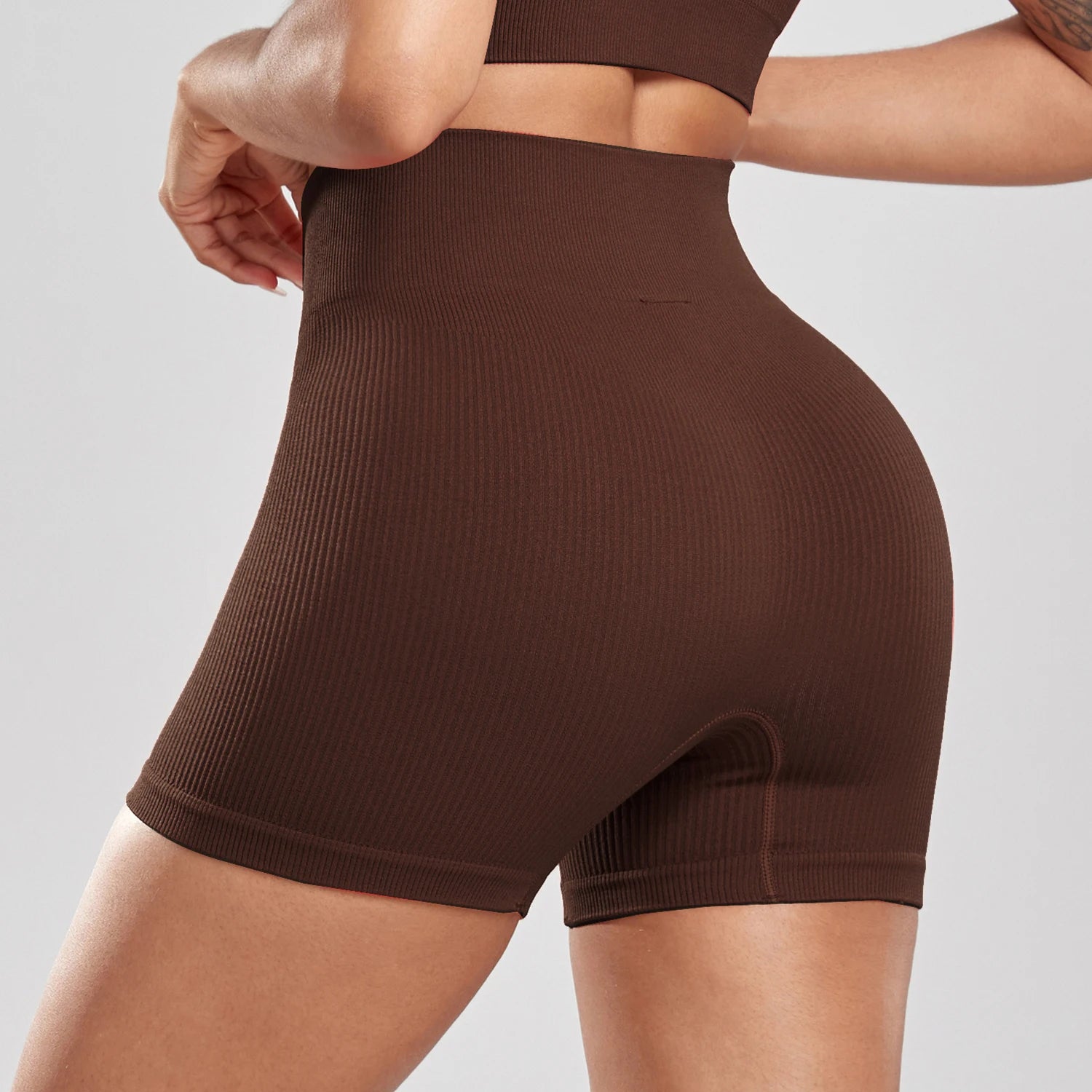 Seamless Ribbed Yoga Shorts⎥Stretch Biker Shorts for Women.