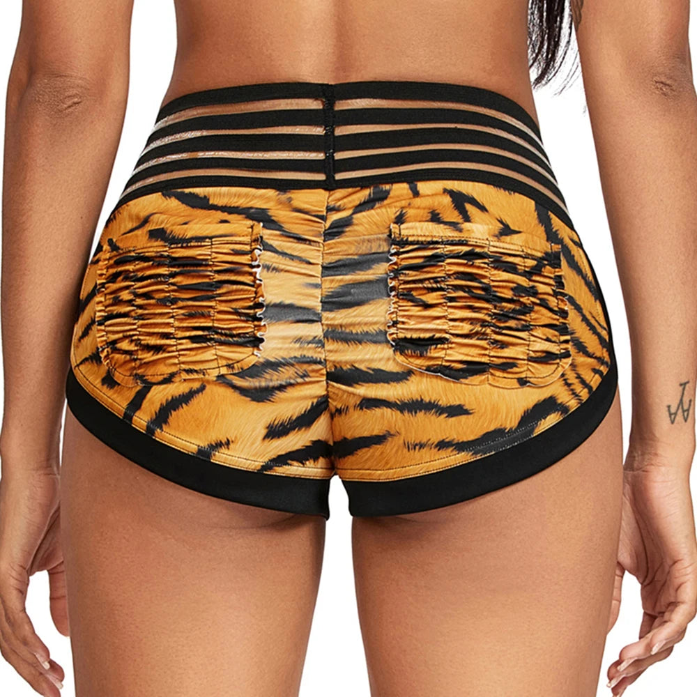 Animal Print High-Waist Yoga Shorts - Scrunch Butt, Breathable Gym Workout for Women - SHORTS LAND