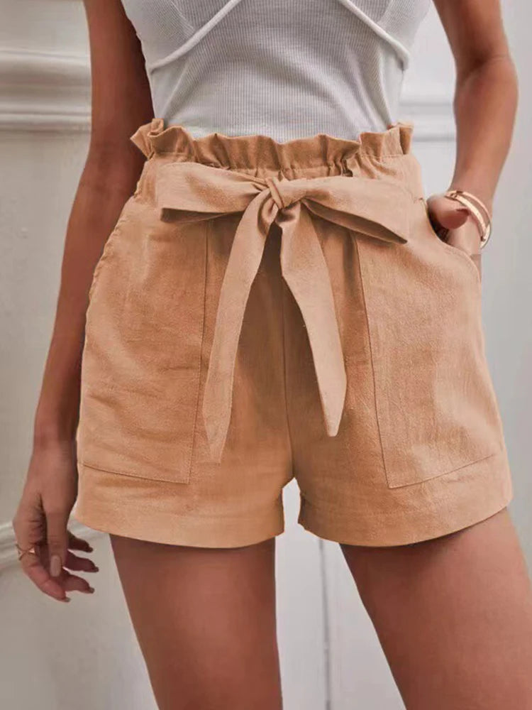 Summer Breeze Linen Shorts⎥Tie-Front Shorts for Effortless Style