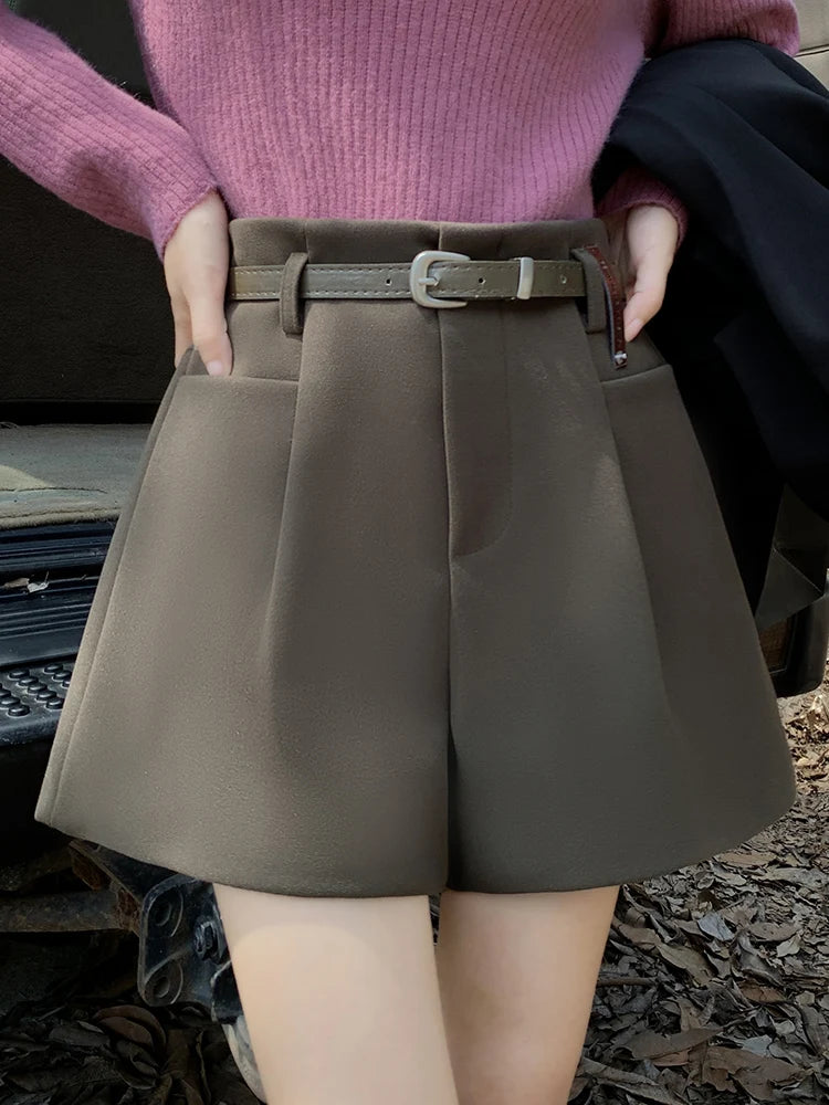 Belted A-Line Dress Shorts⎥ Elegant Wide-Leg Tailored Fit