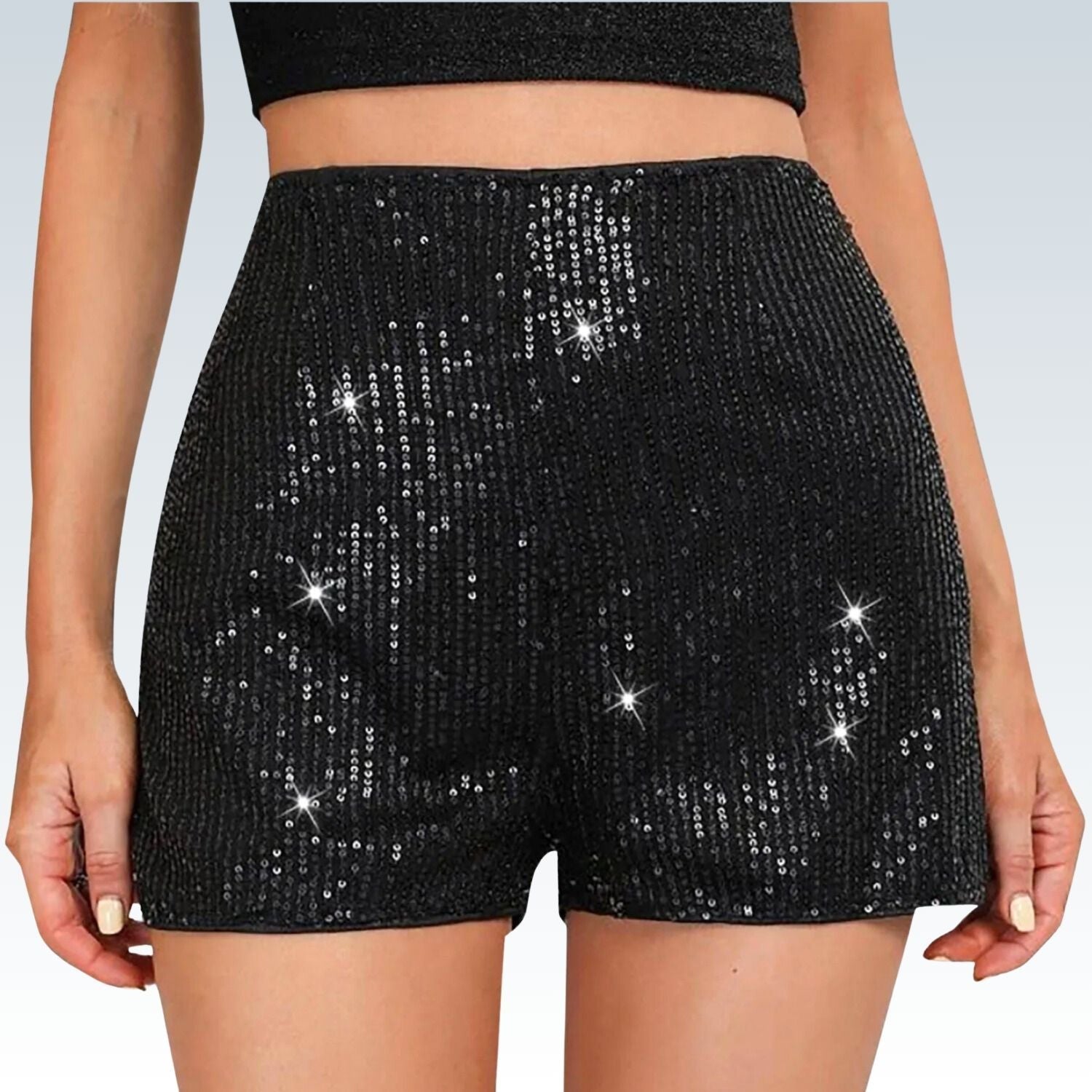 Glam Sequin Shorts⎥Sparkly Straight-Leg Party Wear for Women.