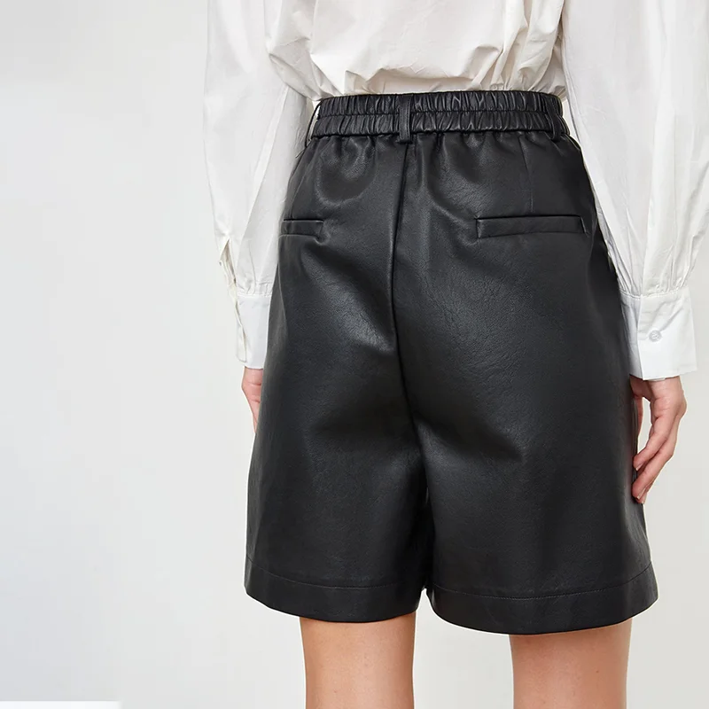 Elegant Wide-Leg Faux Leather Shorts | Trendy High-Waist & Relaxed Fit