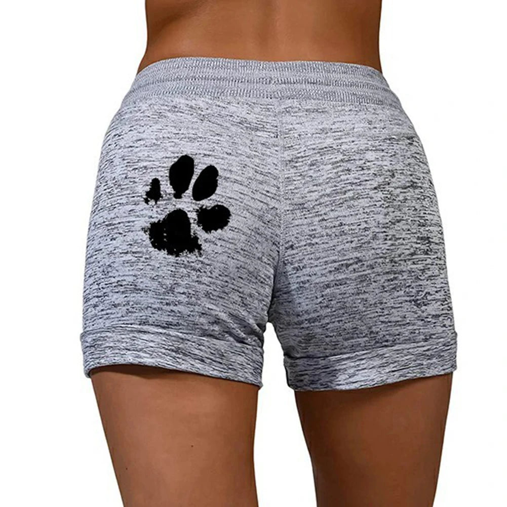 Casual Shorts with Cat's Claw Print⎥Drawstring Clothing for Women