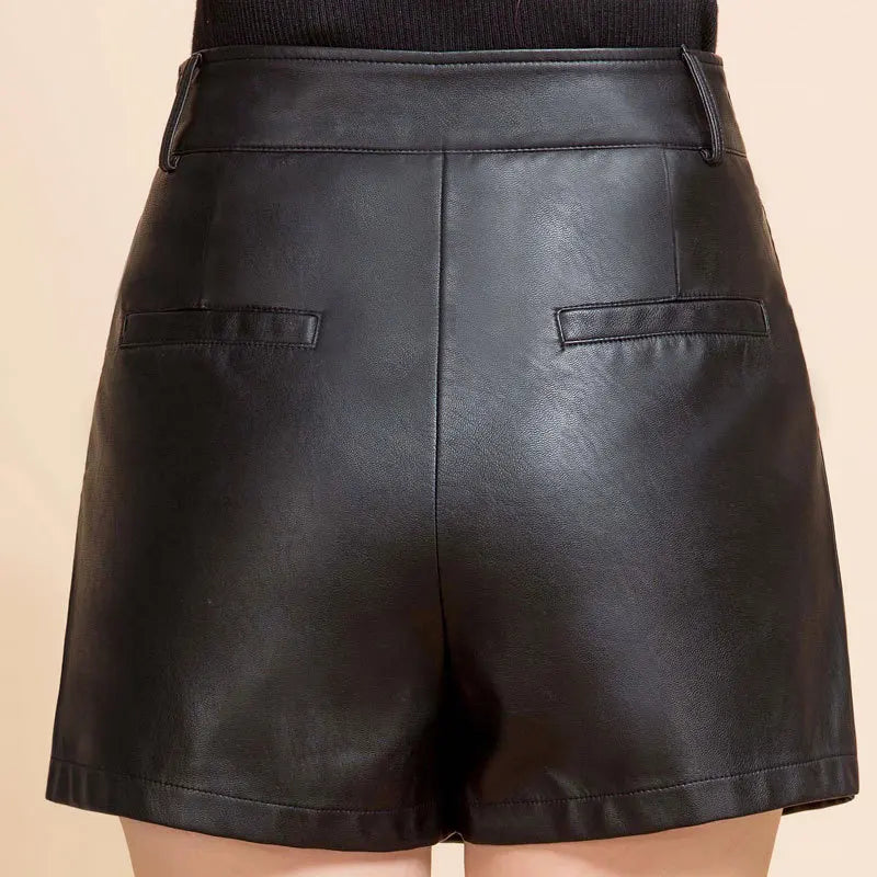 Fashionable Loose PU Leather Skort⎥Wide-Leg Bootcut Design Skirt Shorts for Women.