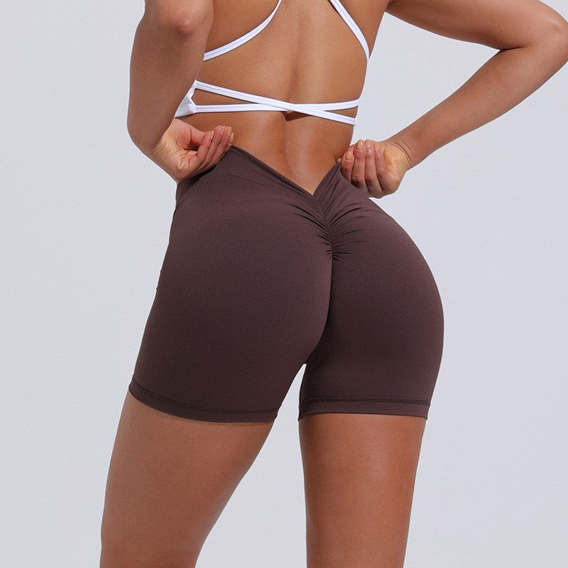 V-Back Athletic Fitness Shorts  |  High Waist Hip Lift Yoga Shorts for Women