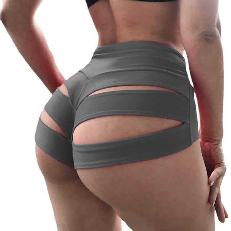 Hollow-Out Booty Shorts⎥Mid-Waist Solid Color Shorts For Women