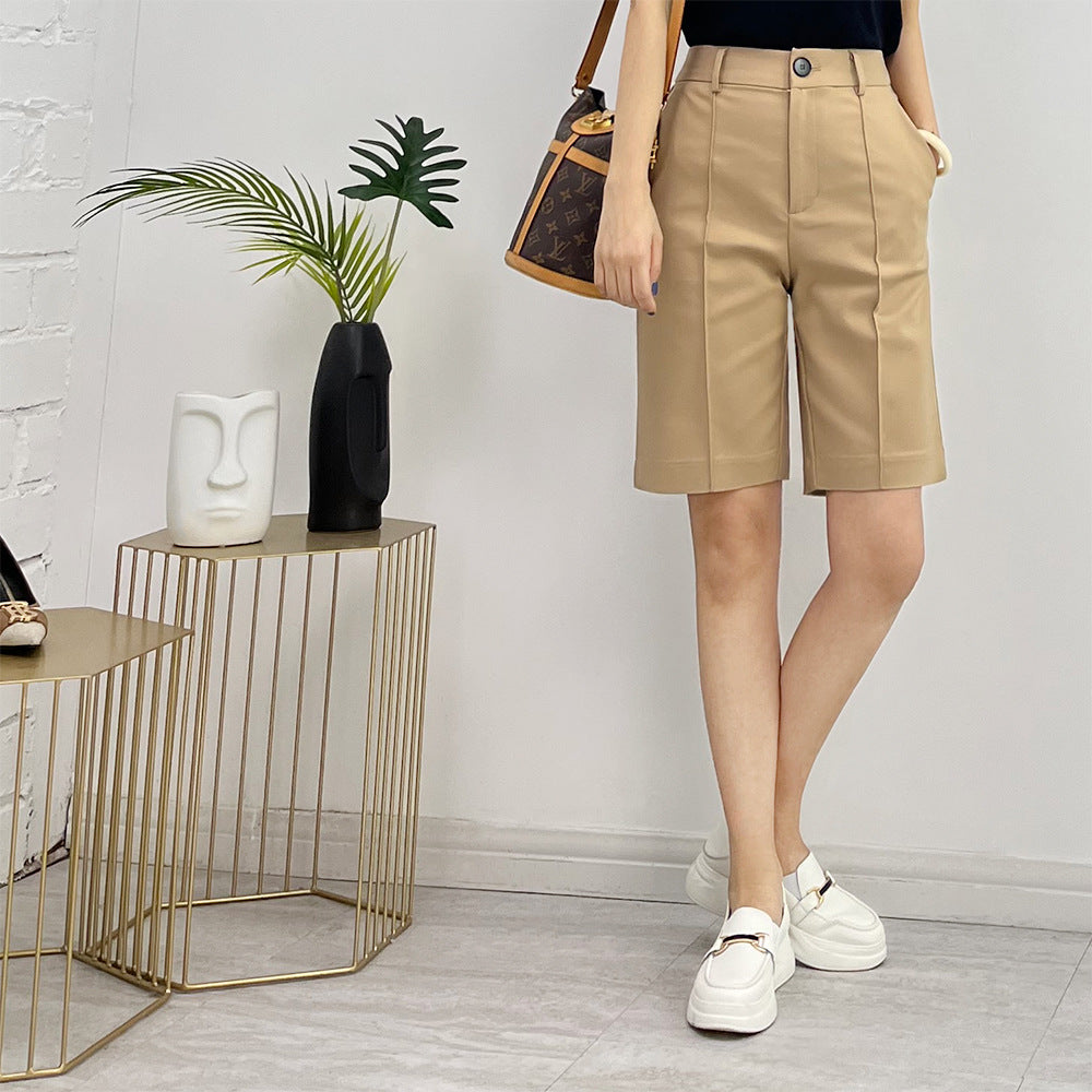 Chic Mid-Rise Bermuda Shorts | Structured and Versatile Tailored Trousers