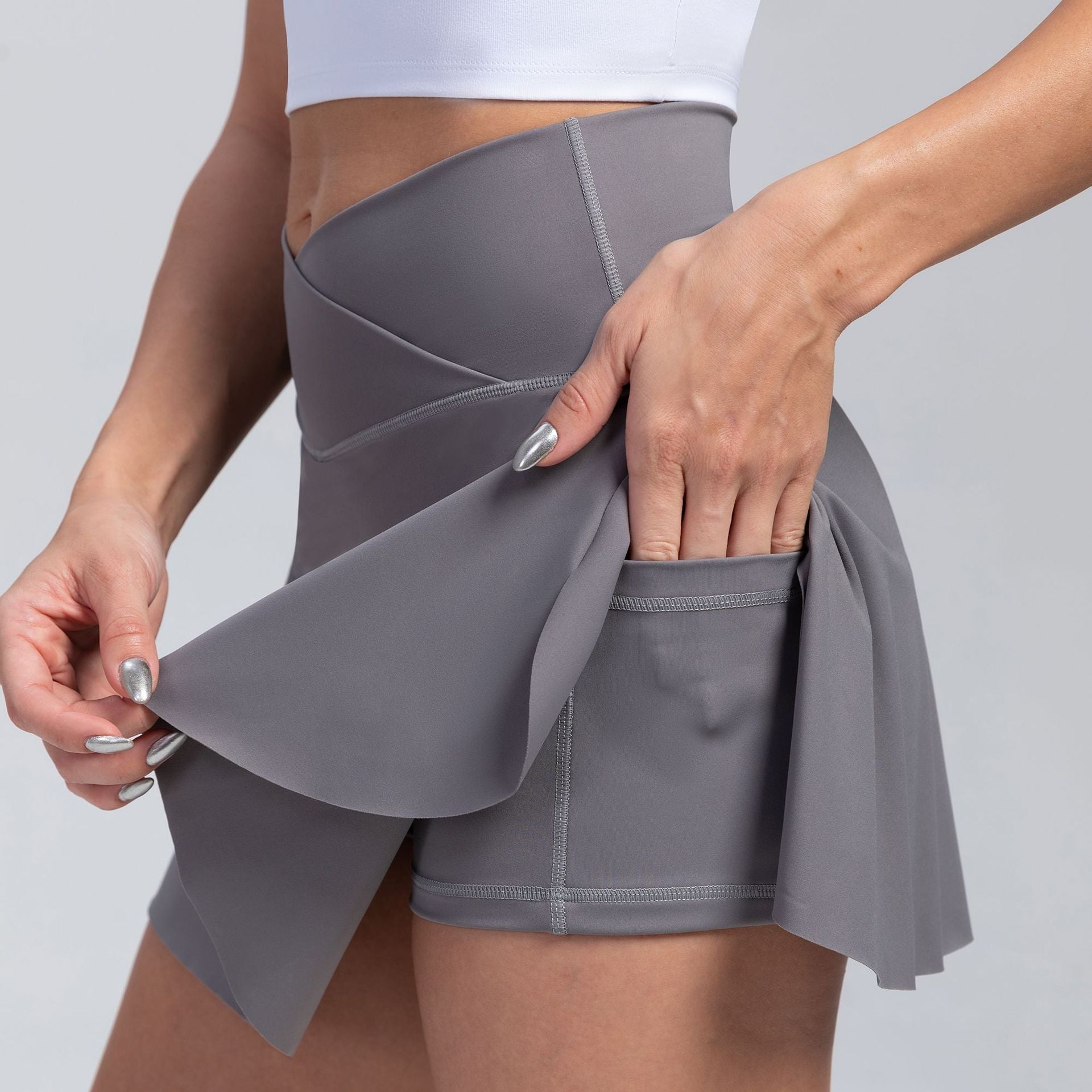 Athletic Wrap-Style Skort | Yoga Shorts with Skirt Overlay