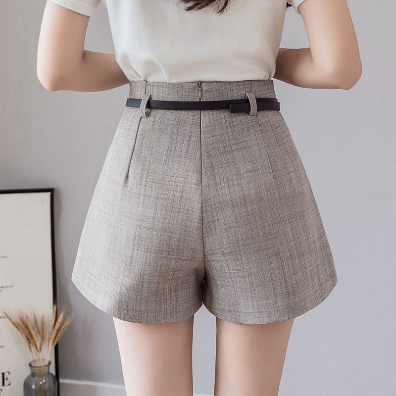 Elegant High-Waist A-Line Shorts | Women's Loose-Fitting Suit-Style Bottoms