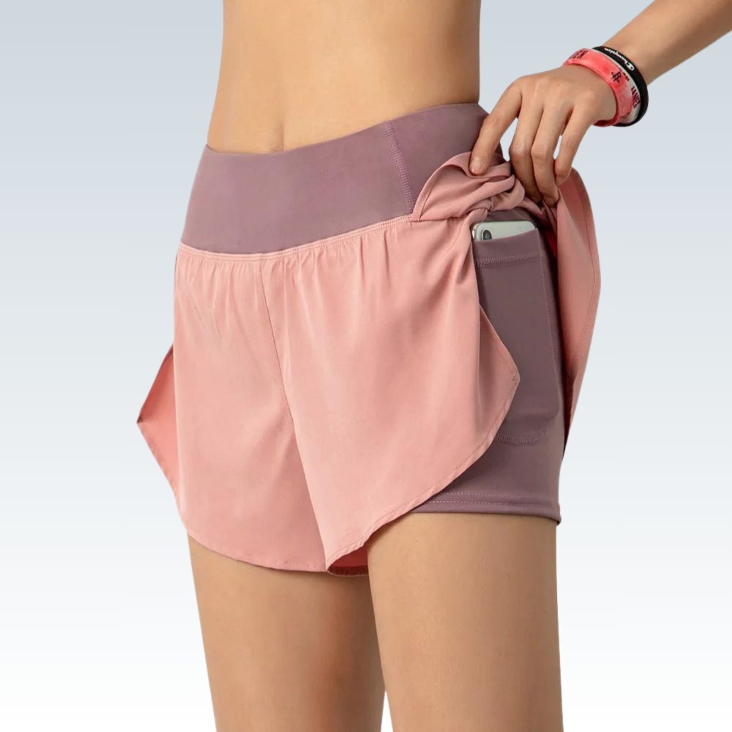 2-in-1 Yoga Shorts for Women⎥Spandex Elastic Top, Running & Gym Workout Shorts